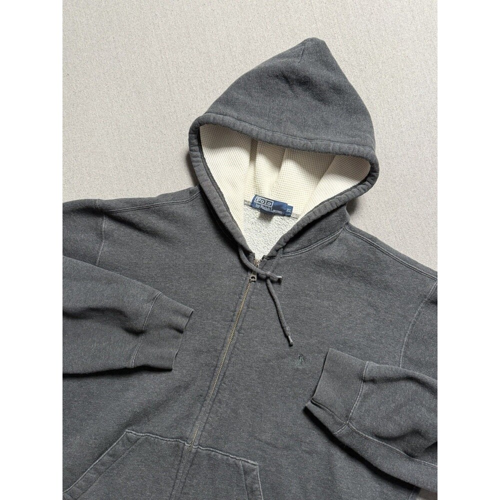 Polo Ralph Lauren Jacket Mens XL Gray Full Zip Hoodie Sweatshirt Pony Logo